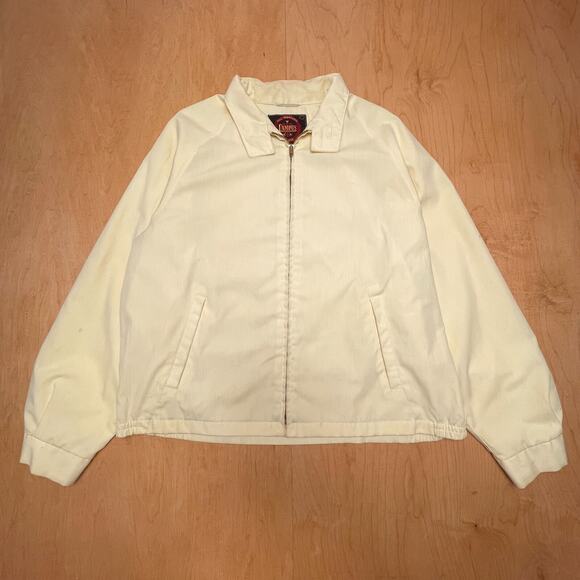 Vintage Campus Solid Beige XL (Fits 2XL) Long Sleeve Full Zip Collared Jacket